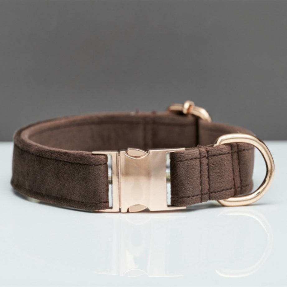 Multiple Colour Velvet Personalise Dog Collar Leash Set With Bow