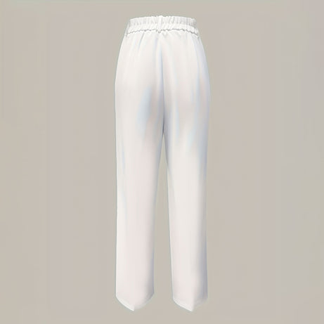 Women's Solid Color High-Waisted Wide Leg Pants, Relaxed Fit Straight Leg Trousers With Zip-Fly For Daily Wear