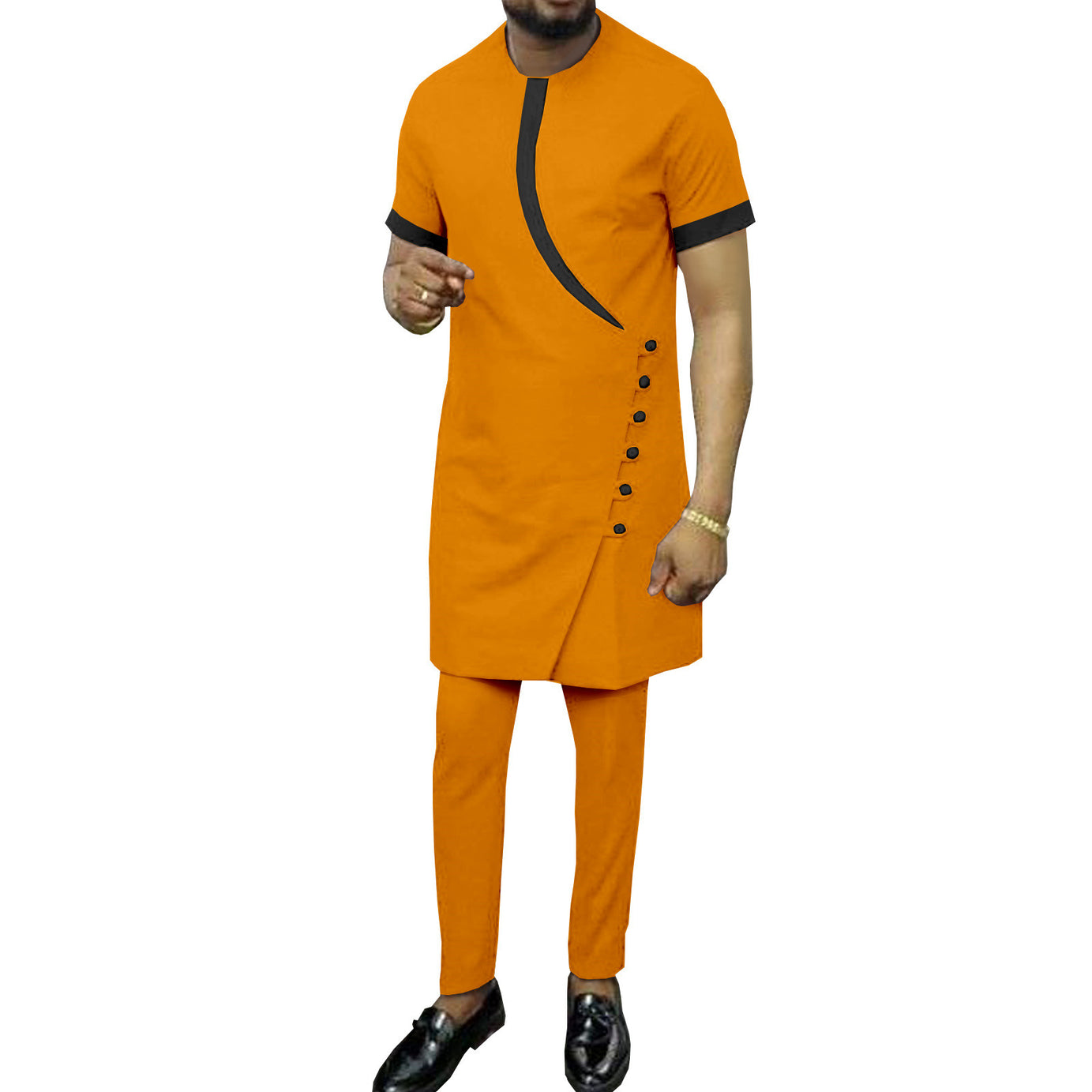 African Ethnic Printing Batik Cotton Men's Casual Set