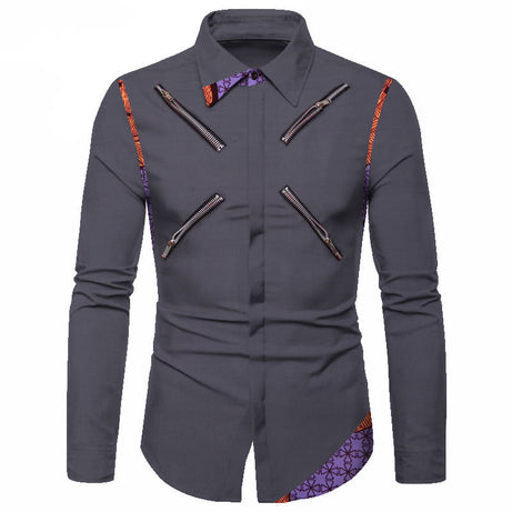 Four Seasons Polyester Cotton Youth Solid Color Lapel White Casual Shirt