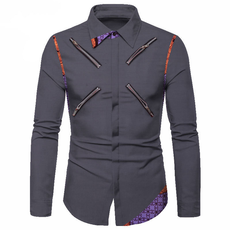 Four Seasons Polyester Cotton Youth Solid Color Lapel White Casual Shirt