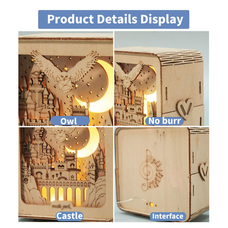3D Wooden Puzzles Castle Model Kits Night Lights Desk Decorations Birthday Christmas Gifts For Women