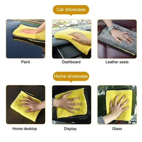 Car Microfiber Cleaning Towels Thicken Double Layer Soft Drying Cloth Towel Car Care Detailing Towel Wash Rags
