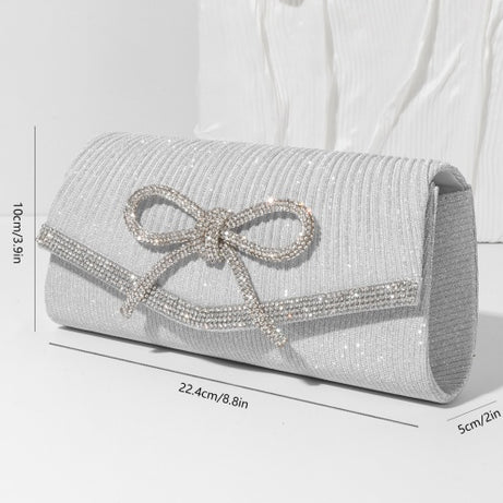 Bow Evening Bag Sparkly Clutch Purses For Women Wedding Glitter Rhinestone Party Prom Purse Dressy Clutch Bags