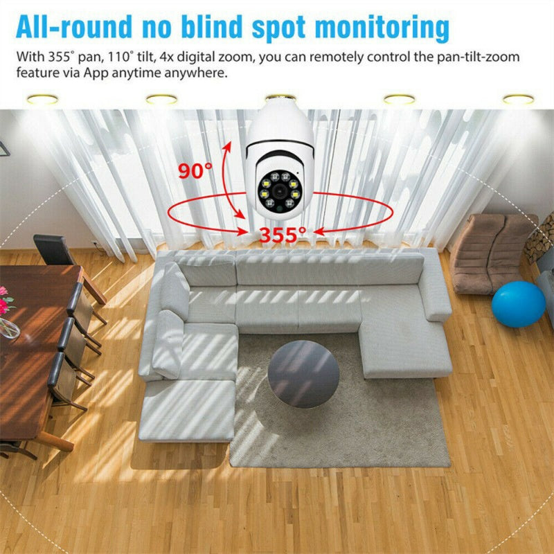 IR E27 Light Bulb Camera 1080P HD Wireless Wifi Smart Home Security Camera