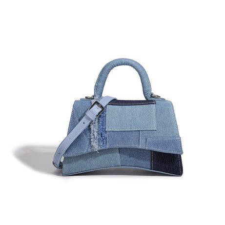 Patchwork Denim Saddle Bag For Women