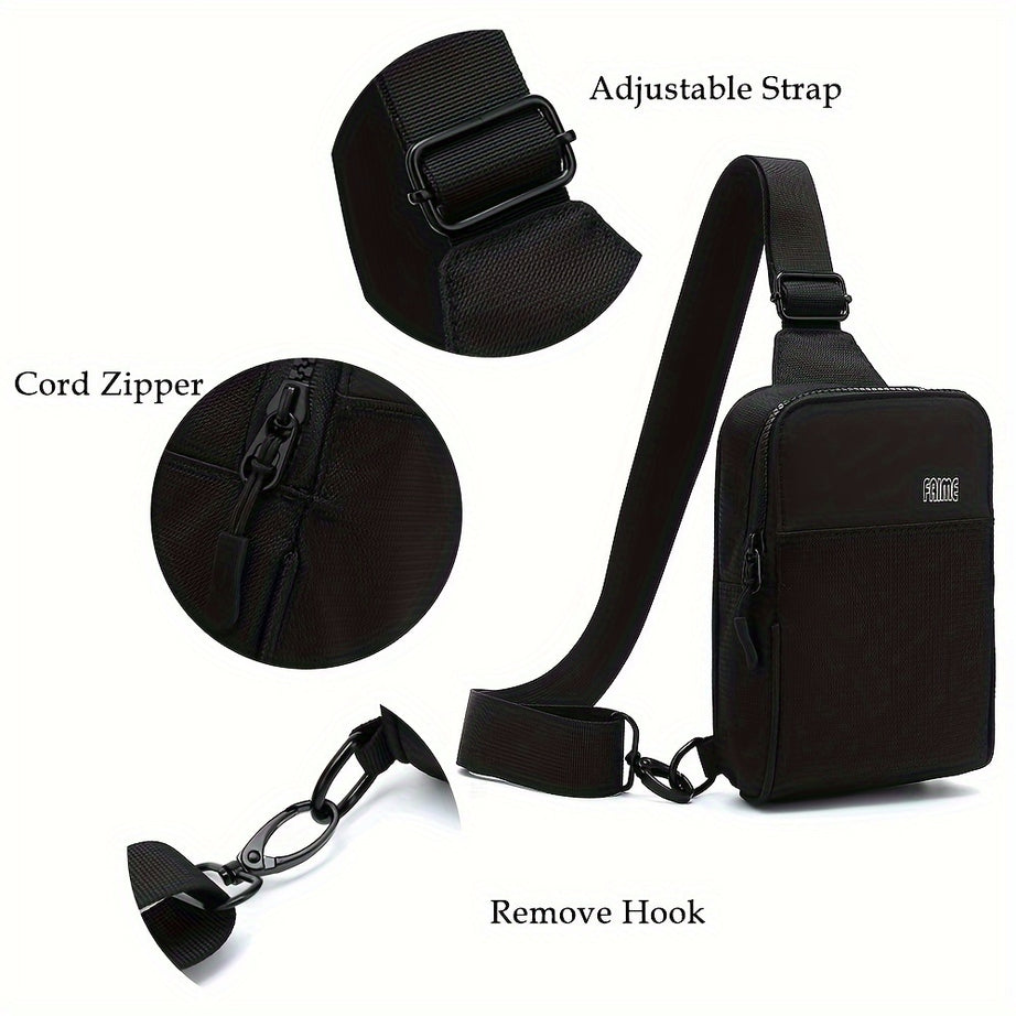 Small Crossbody Bags For Women & Men, Mini Sling Bag Fanny Packs Crossbody Purse, Chest Bag For Travelling, Hiking, Running -Black