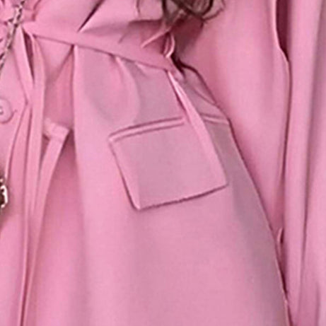 Women's Waist Tie Blazer - Elegant Business Casual Solid Color Jacket For Fall Winter Office