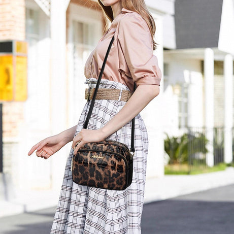 Leopard-print Trendy And Versatile Crossbody Shoulder Casual Lightweight Mobile Phone Bag