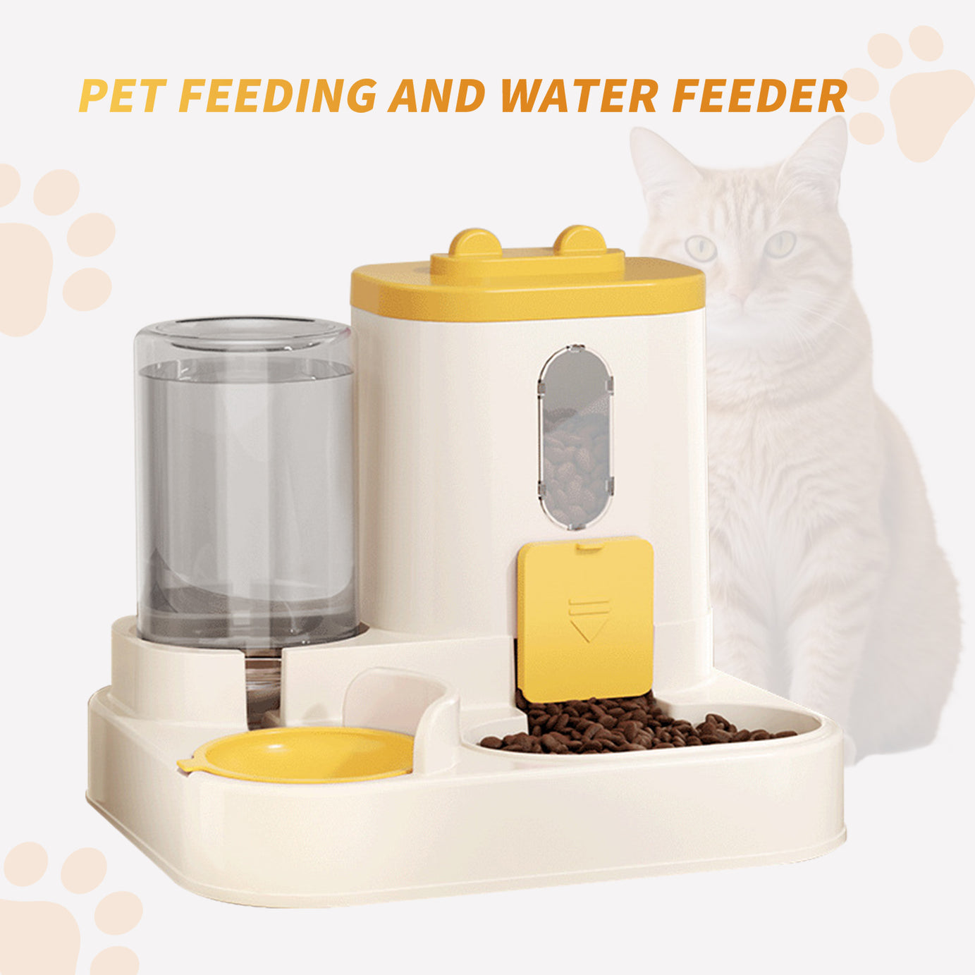 Fully Automatic 2in1 Cat Food Dispenser - Integrated Water And Food Feeding System - Cute Water Dispenser Cat Accessories