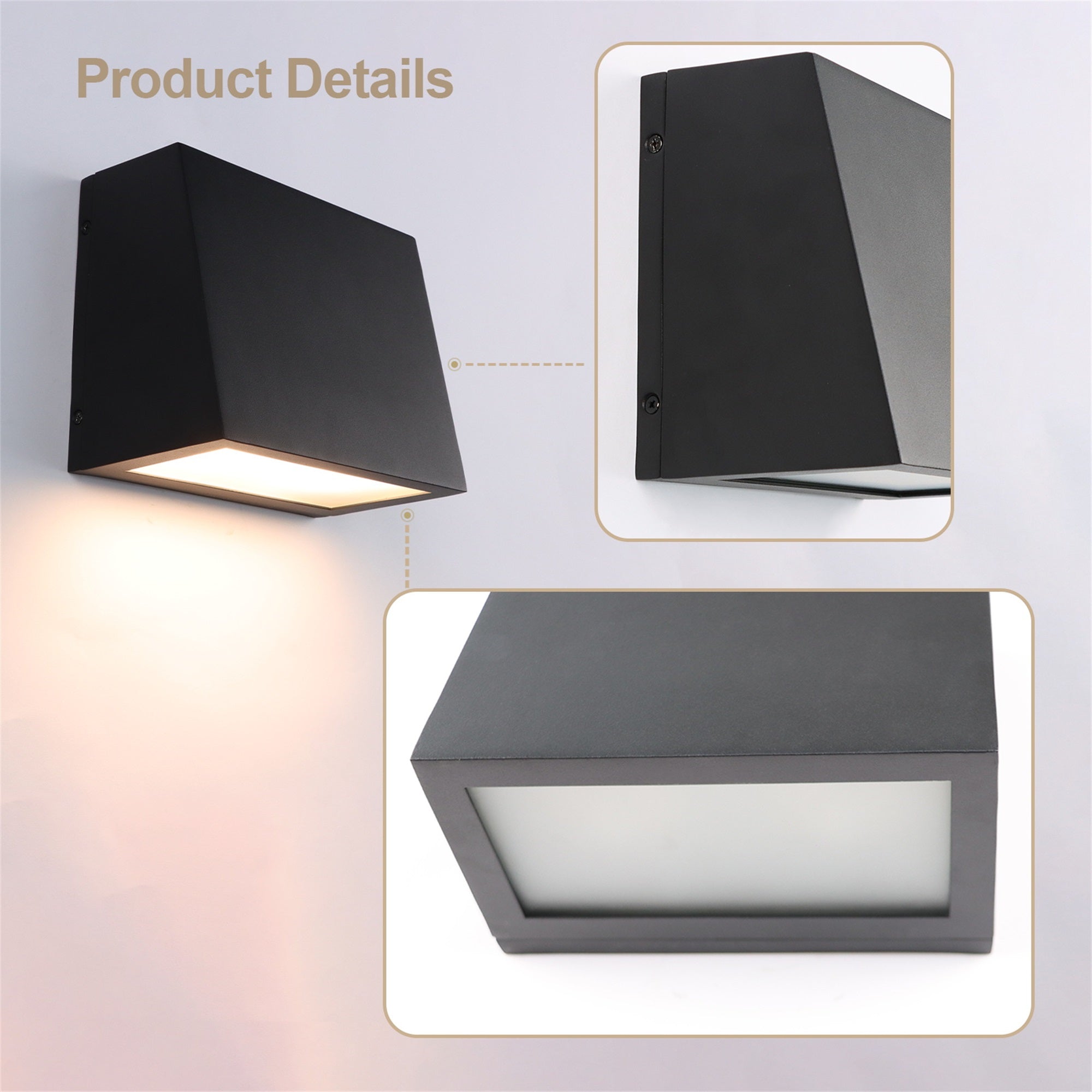 Waterproof LED Outdoor Wall Light, Wall Lantern 15W 3000K, Matte Black Wall Mounted Lamp, Exterior Wall Sconce Light For Porches, Front Door, Entryways, Patio, Hallways