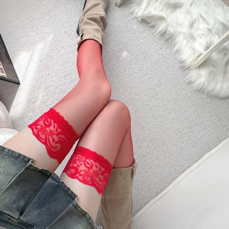 Lace-up corset stockings for women; floral elastic stockings; luxurious black lace stockings; sheer pantyhose; sexy disco.