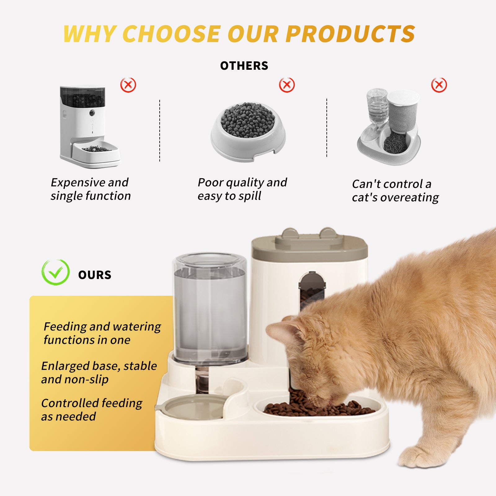 Fully Automatic 2in1 Cat Food Dispenser - Integrated Water And Food Feeding System - Cute Water Dispenser Cat Accessories