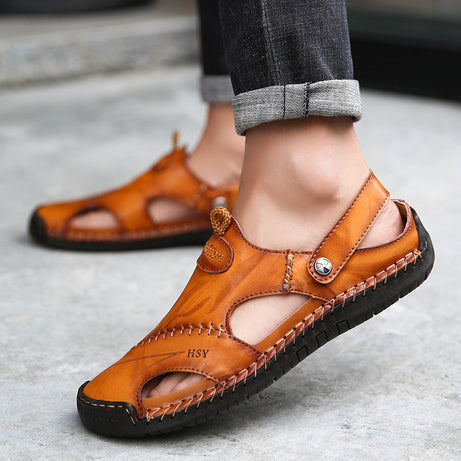 Men's Closed Toe Sandals Summer Adjustable Slides Slippers Fashion Beach Shoes