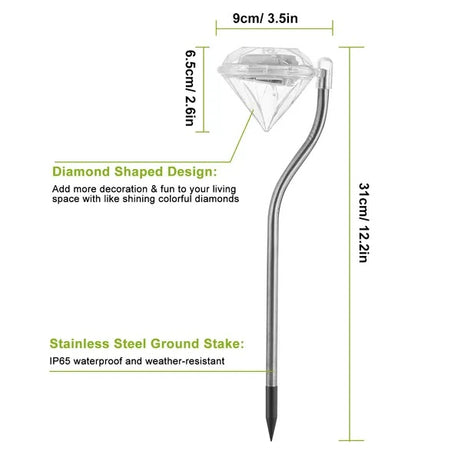 4Pcs Solar Garden Light Outdoor Diamond LED Light IP65 Waterproof
