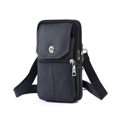 Leather Mobile Phone Shoulder Covers, Men's Belt Bags, Vertical Holster Belt Clip Pockets, Carrying Cases With Card Slots