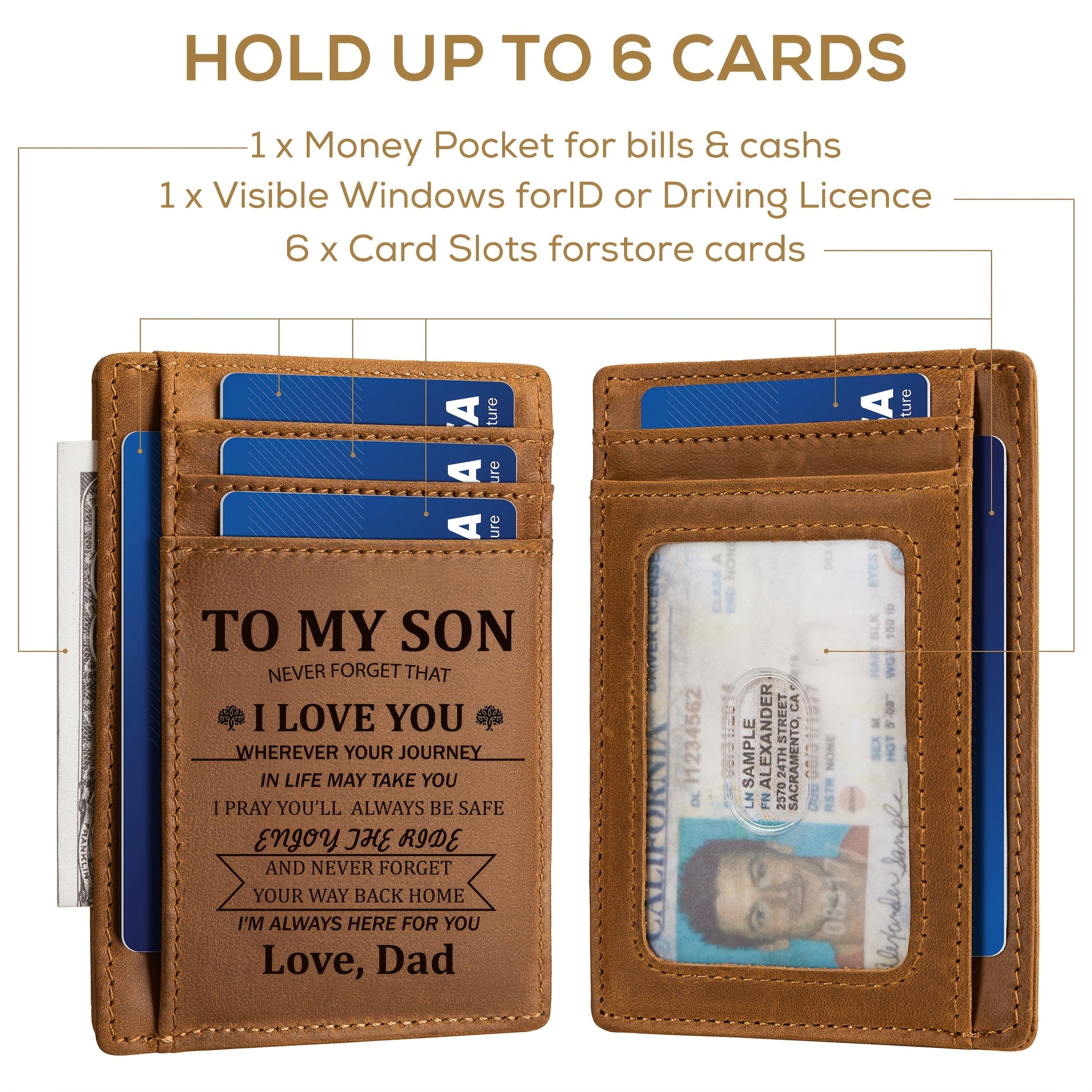Mens Wallet RFID Blocking Wallets For Men Slim Wallets, 1 ID Window Front Pocket Wallet