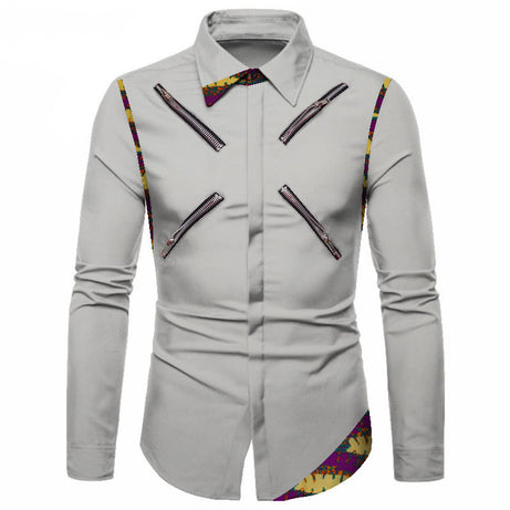 Four Seasons Polyester Cotton Youth Solid Color Lapel White Casual Shirt