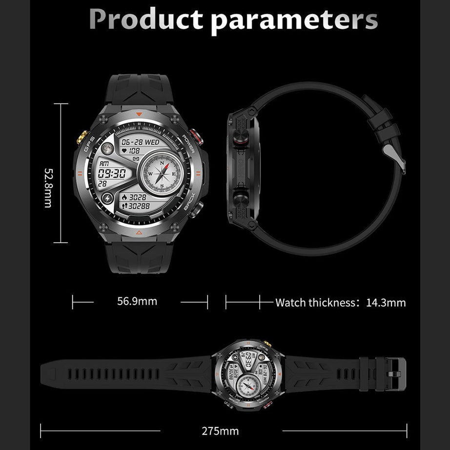 SENBONO GPS Smart Watch Men 1.45'' HD Screen Built-In GPS Altimeter Barometer Compass AI Voice Compatible With Android & IPhone
