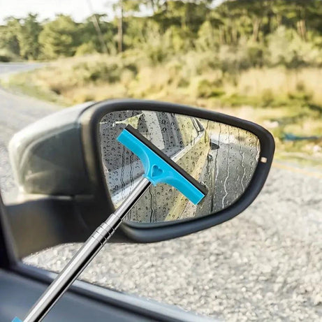 Car Rearview Mirror Wiper Telescopic Handle Car Rearview Mirror Wiper Durable Stainless Auto Glass Cleaning Tools Cleaning Brush