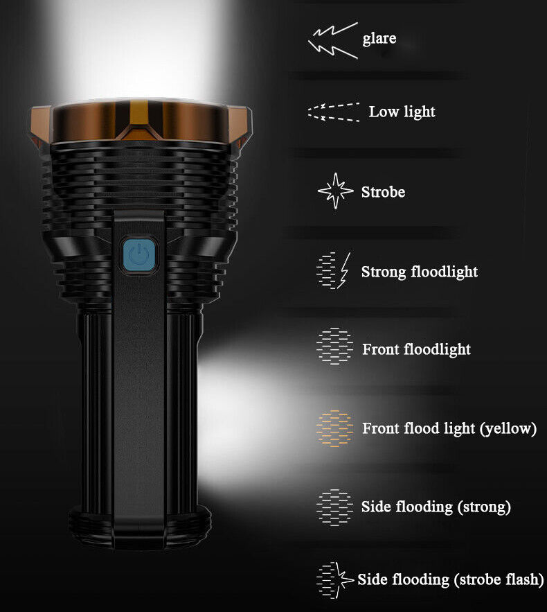 LED Torch USB Rechargeable COB Flashlight Spotlight Camping Light Most Powerful 99000000LM