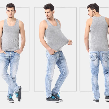 1/3/5 Piece Men's Cotton Sports Skinny Vest Teenagers Leisure Joker Sleeveless T Men's Fitness Training Simple Top