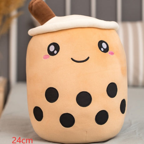 Cute Fruit Drink Plush Stuffed Soft Strawberry Milk Tea Plush Boba Tea Cup Toy Bubble Tea Pillow Cushion Kids Gift