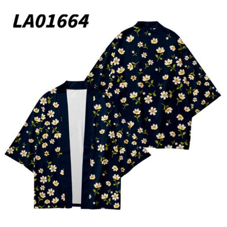 Daisy Print Sleeve Shirt Robe Cardigan Loose Large Size