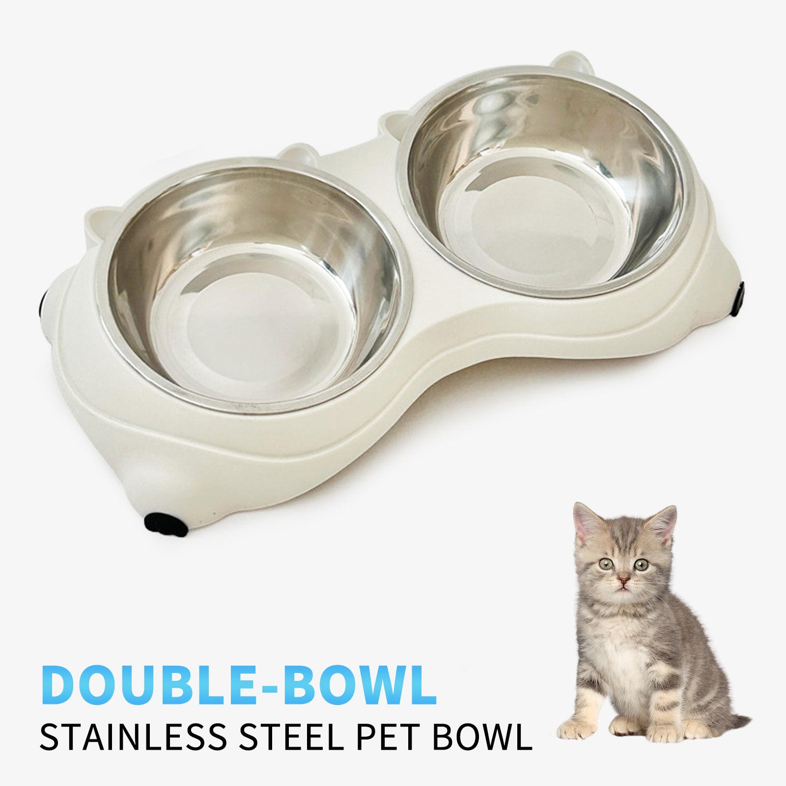 Double Stainless Steel Pet Bowl Set, Macaron Colors, Non-Slip Base And Easy To Clean For Cats And Dogs, Indoor And Outdoor Use