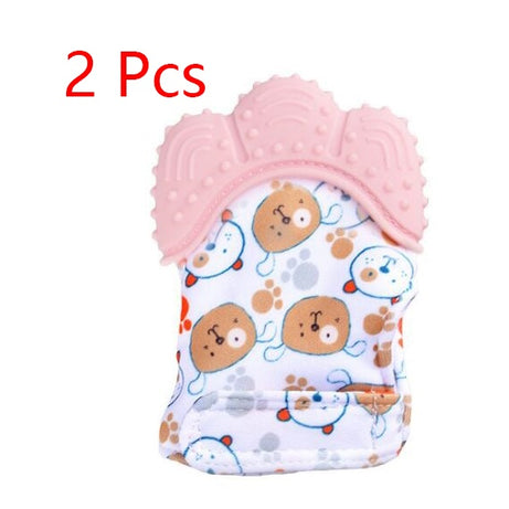 Baby teether baby anti-bite silicone molar gloves children's sound toys