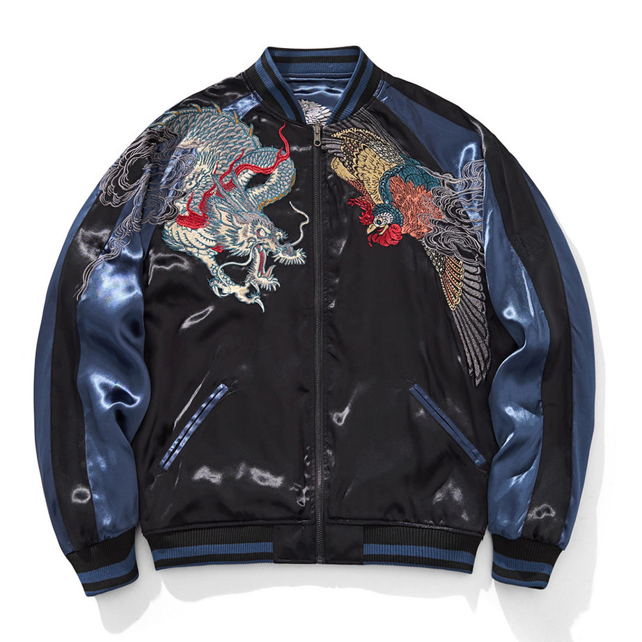 Mens Loose Fit Polyester Embroidered Chinese Style Jacket