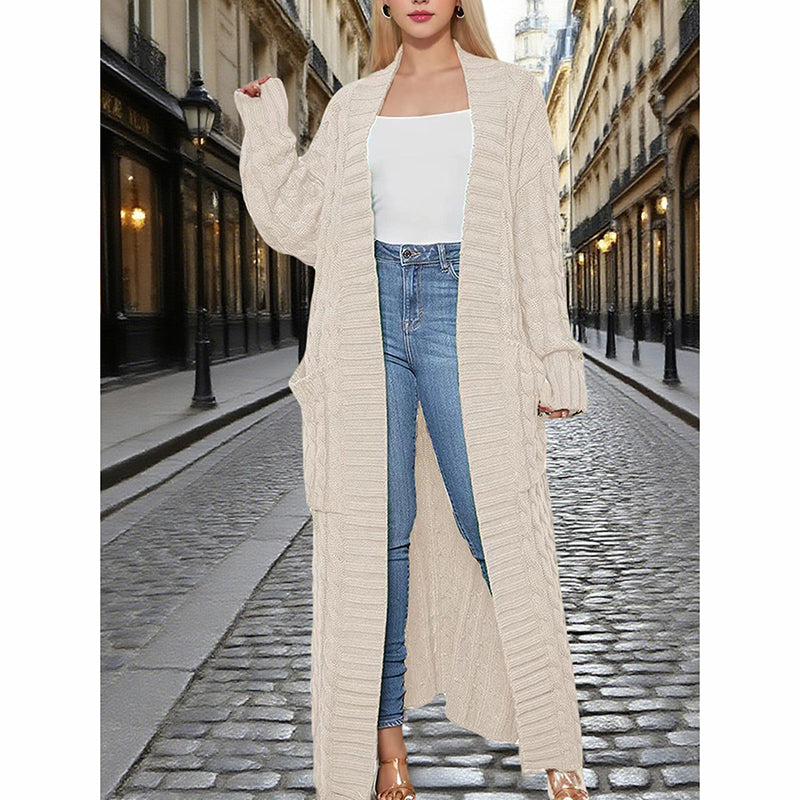 Women's Long Cardigan With Pockets - Spring Fall Open Front Duster Coat Sweater