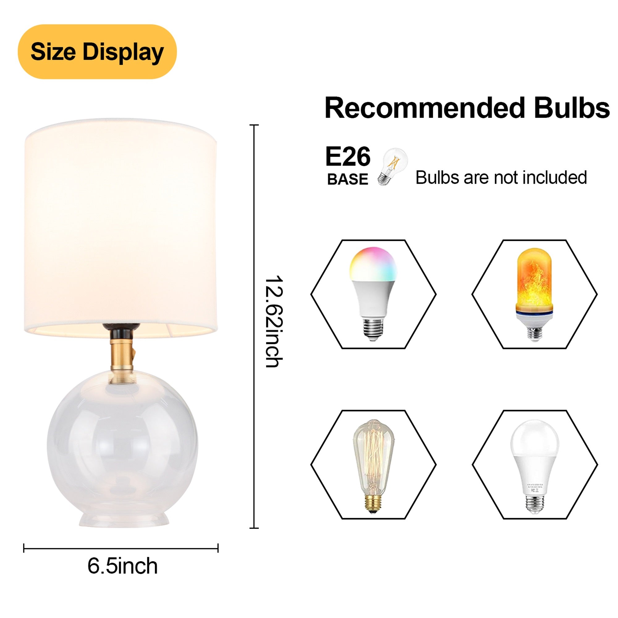 Small Table Lamp For Bedroom Glass Bedside Lamps For Nightstand, Minimalist Night Stand Light Desk Lamp With Cylindric Fabric Shade