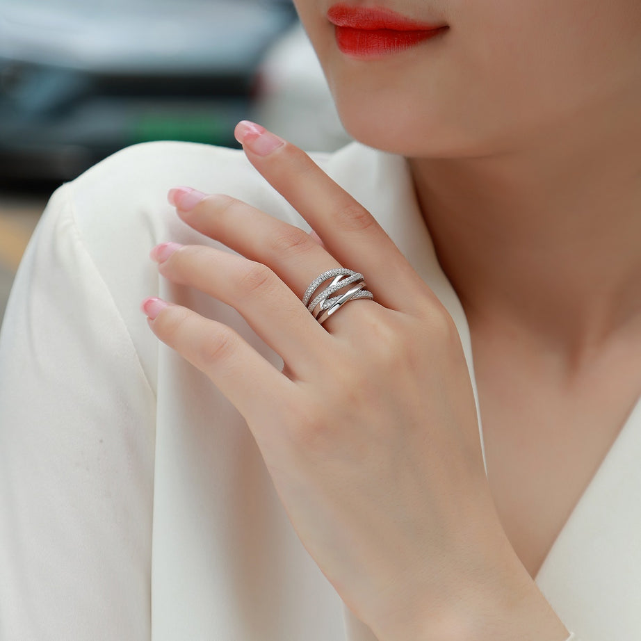Brilliant Interweaving - A Fashionable And Luxurious Jewelry Accessory Set With Moissanite S925 Sterling Silver And Platinum-plated Diamond
