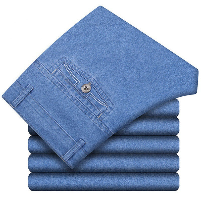 Men's High-waisted Deep-gear Jeans With Velvet Thickening To Keep Warm Autumn And Winter Stretch