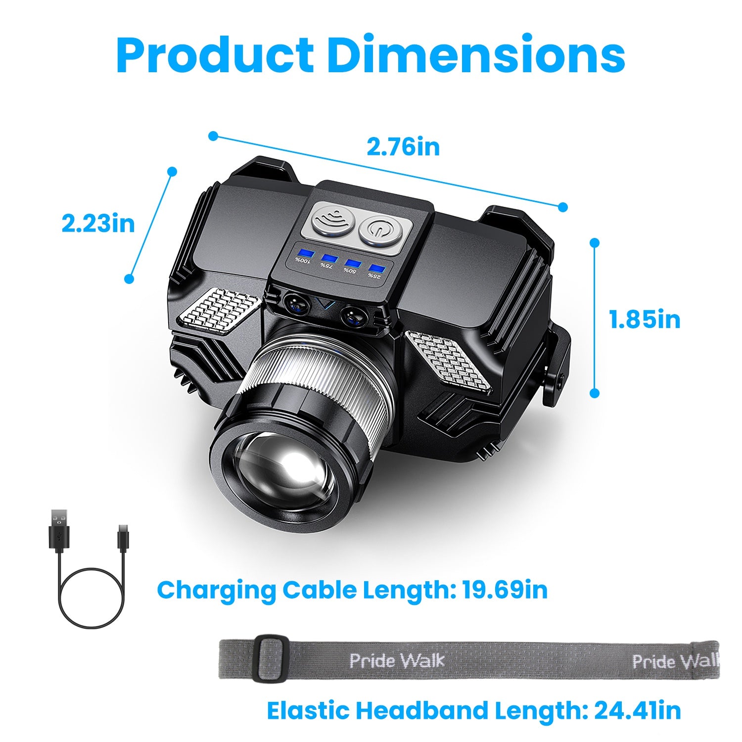 1Pc Motion Sensor LED Headlamp Zoomable Headlamp Flashlight Waterproof Outdoor Emergency Headlight With 3 Lighting Modes