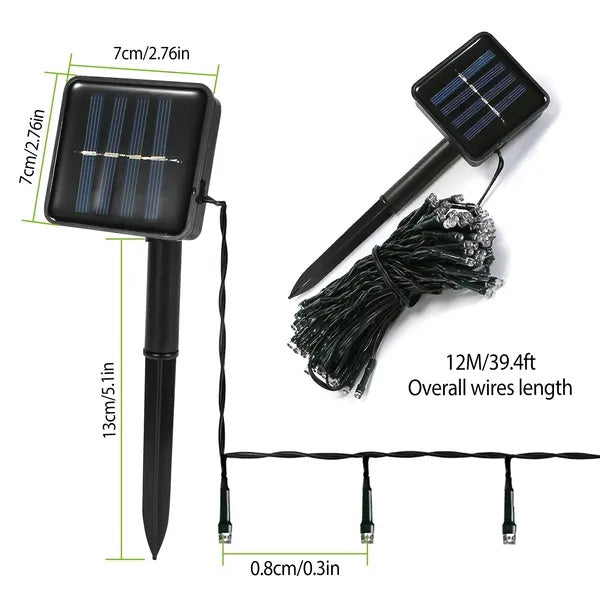 Solar String Lights LED Solar Power Fairy String Light 12M LEDs 8