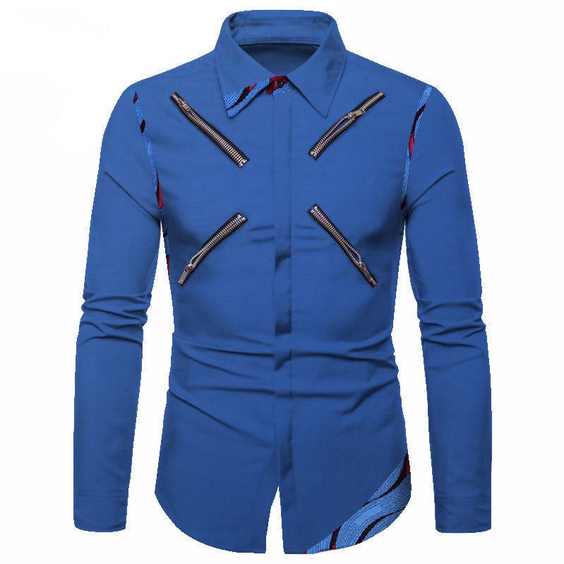 Four Seasons Polyester Cotton Youth Solid Color Lapel White Casual Shirt