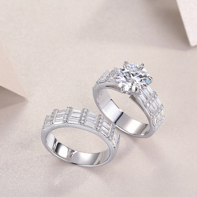Vanilla - A Fashionable And Luxurious Jewelry Piece Set With 3-carat Moissanite S925 Sterling Silver And Platinum-plated Diamond
