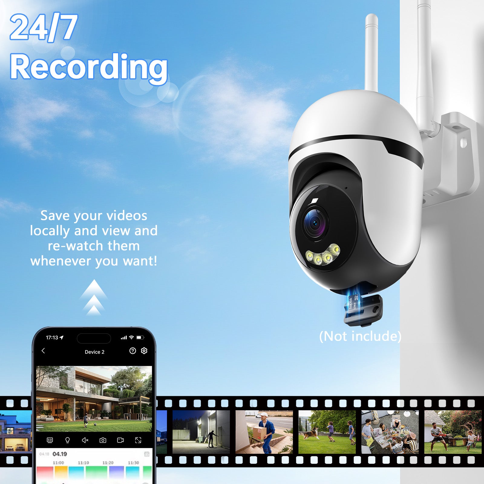 3MP PTZ Wireless Indoor Outdoor Mini Camera CCTV Network Security System Wifi Camera