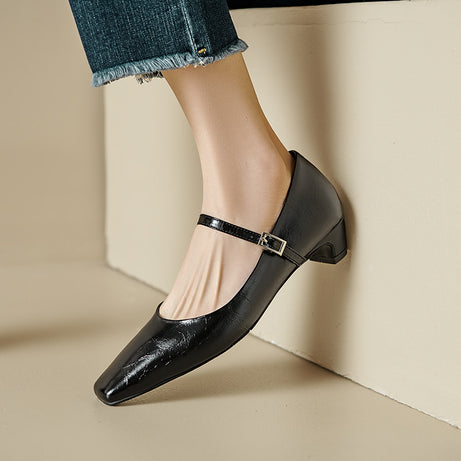 New Women's Low-cut Shoes With A Square Toe And A 3cm Mid-heel