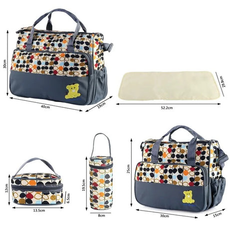 5PCS Baby Nappy Diaper Bags Set Mummy Diaper Shoulder Bags W
