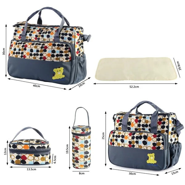 5PCS Baby Nappy Diaper Bags Set Mummy Diaper Shoulder Bags W