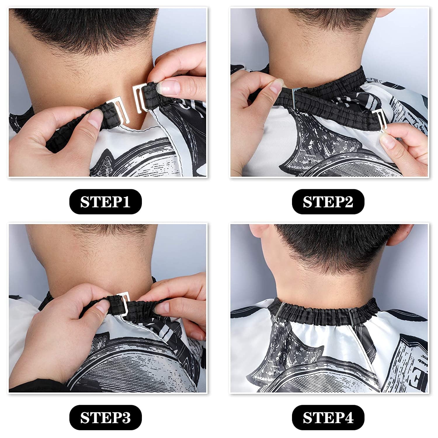 White Floral Print Professional Hair Cutting Salon Barber Cape With Neck Duster Brush, Hair Cutting Accessory