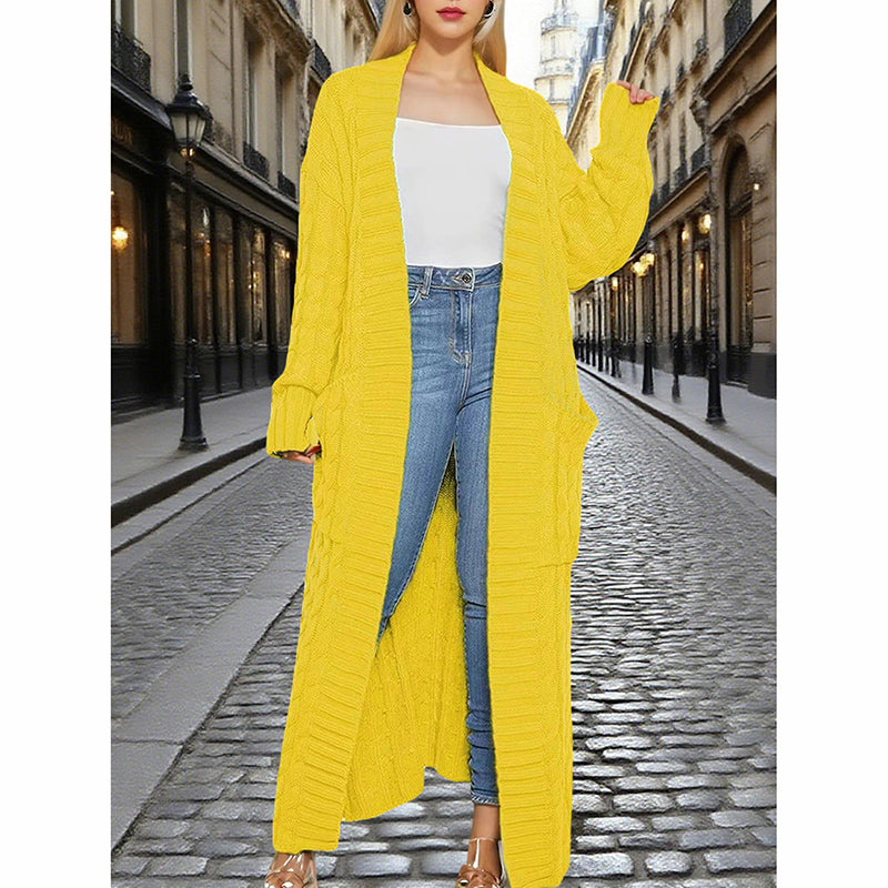 Women's Long Cardigan With Pockets - Spring Fall Open Front Duster Coat Sweater