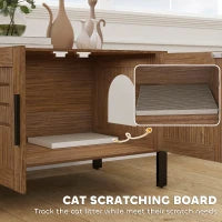 PawHut Cat Litter Box Enclosure With Tall Legs, Scratching Board, Dark Brown,