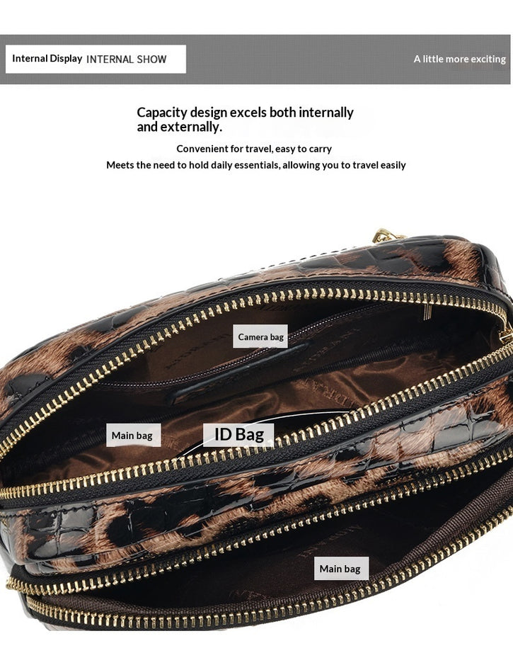 Leopard-print Trendy And Versatile Crossbody Shoulder Casual Lightweight Mobile Phone Bag