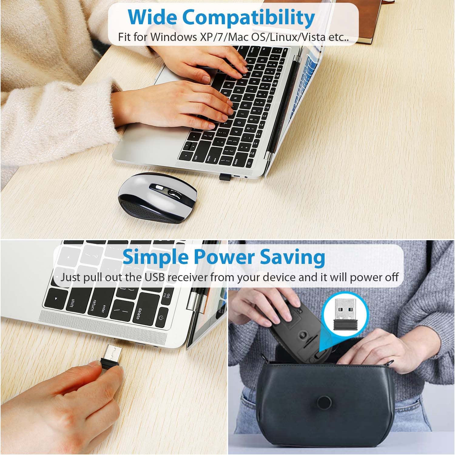2.4G Wireless Gaming Mouse Optical Mice WIth Receiver 3 Adjustable DPI 6 Buttons For PC Laptop Computer Macbook