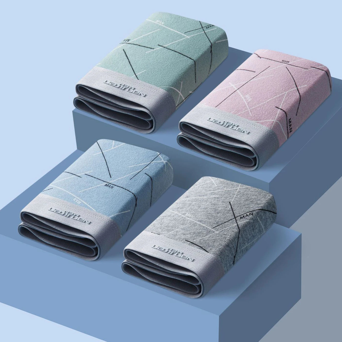 4pcs Boxer Shorts Men's Ice Silk Underwear Male Underpants Breathable Sexy Thin Panties U Convex Lingerie Wholesale Lots L-6XL