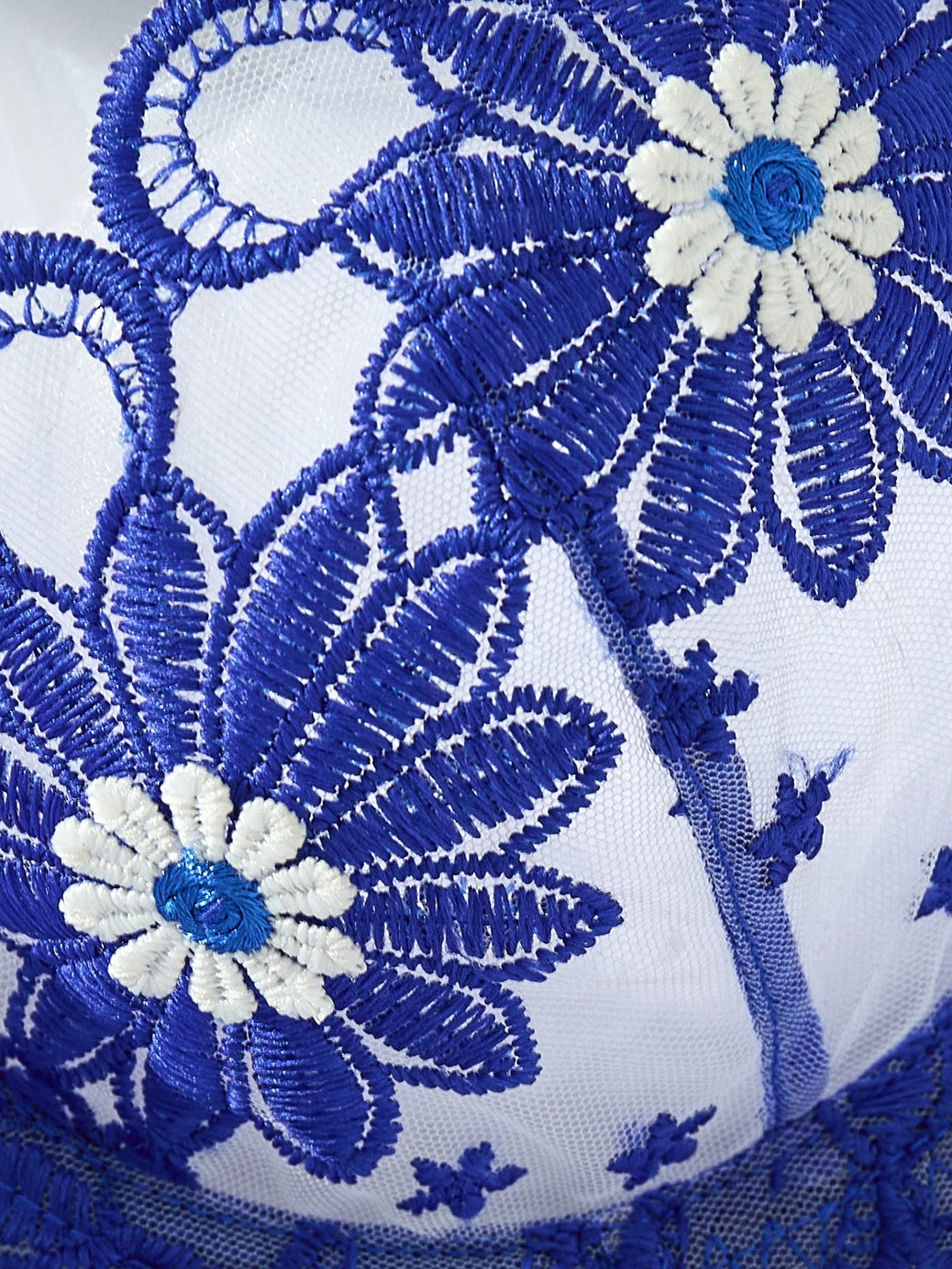 A sexy Blue lingerie set, including a daisy-patterned bra and thong, a comfortable family-style women's two-piece ZA825086